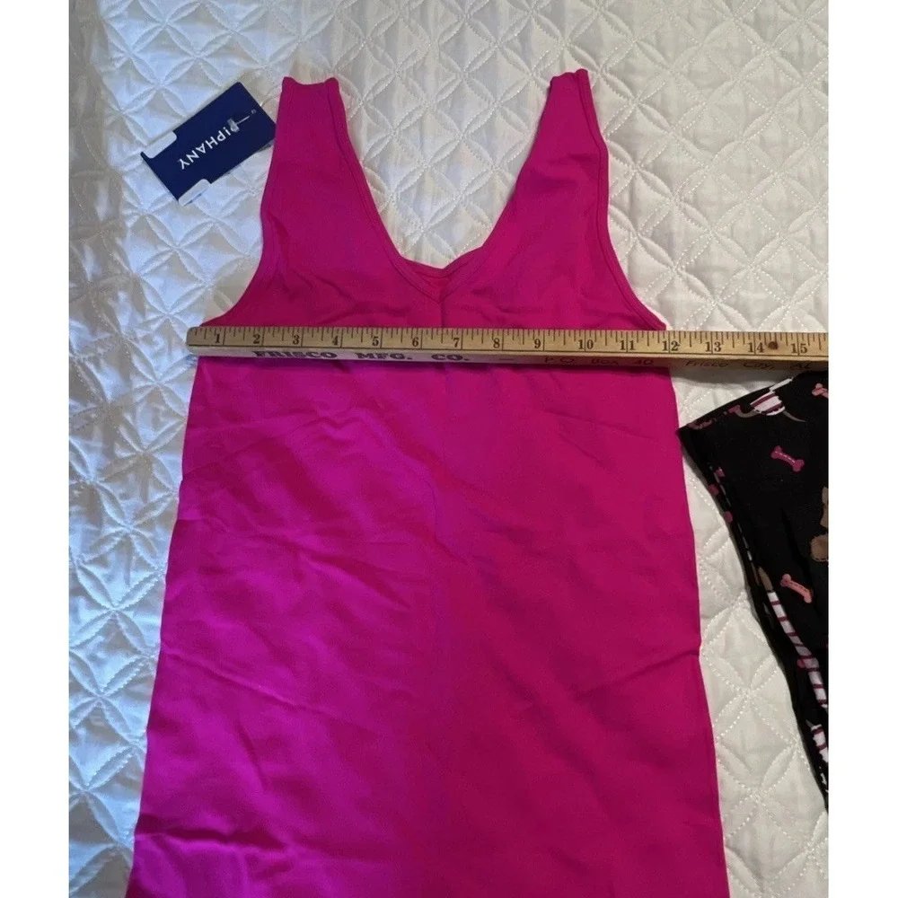 NWT Piphany White Cami Pink Cami Dachshund Dog Black Leggings One Size Fits All